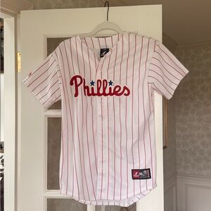 Phillies Youth White & Red Pinstripe RUIZ Jersey